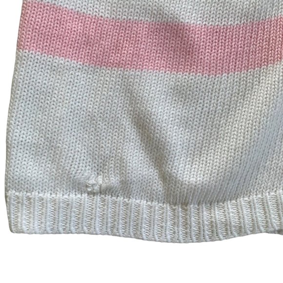 Vintage Fair Kei Pastel Pink Striped Cardigan Sweater - Picture 2 of 9